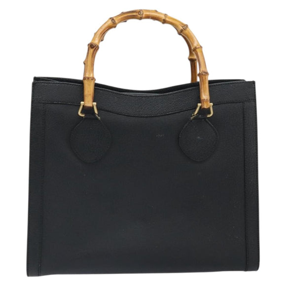 GUCCI Bamboo Hand Bag Leather Black Gold 002 1186 0260 Auth ep13167