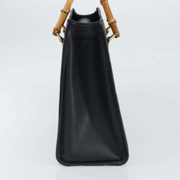 GUCCI Bamboo Hand Bag Leather Black Gold 002 1186 0260 Auth ep13167