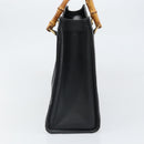 GUCCI Bamboo Hand Bag Leather Black Gold 002 1186 0260 Auth ep13167-4