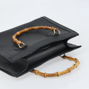 GUCCI Bamboo Hand Bag Leather Black Gold 002 1186 0260 Auth ep13167-6