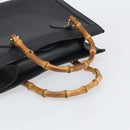 GUCCI Bamboo Hand Bag Leather Black Gold 002 1186 0260 Auth ep13167-7