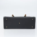 GUCCI Bamboo Hand Bag Leather Black Gold 002 1186 0260 Auth ep13167-5