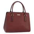 BURBERRY Hand Bag Leather Red Gold Auth ep13169-1