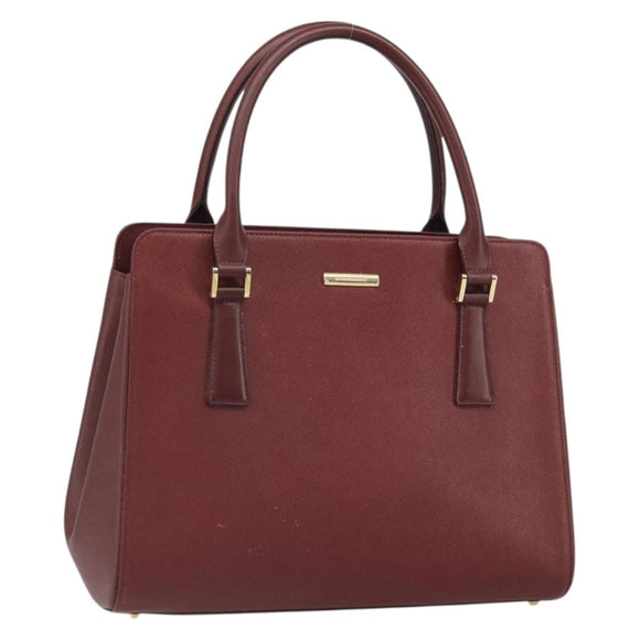 BURBERRY Hand Bag Leather Red Gold Auth ep13169
