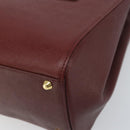BURBERRY Hand Bag Leather Red Gold Auth ep13169-9