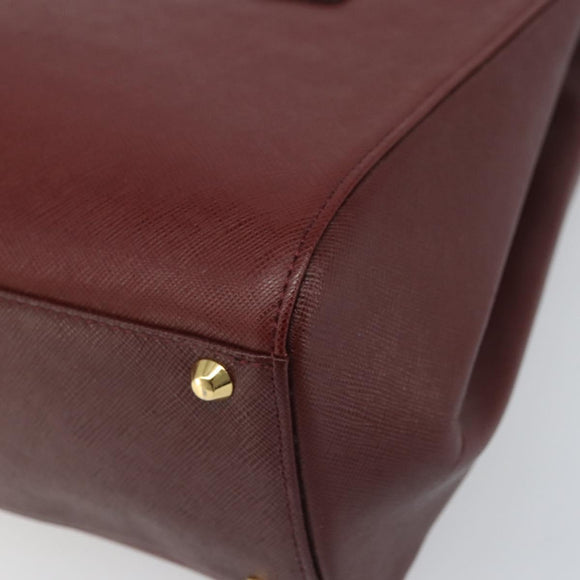 BURBERRY Hand Bag Leather Red Gold Auth ep13169