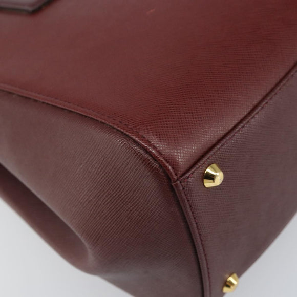 BURBERRY Hand Bag Leather Red Gold Auth ep13169