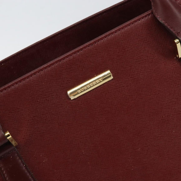 BURBERRY Hand Bag Leather Red Gold Auth ep13169