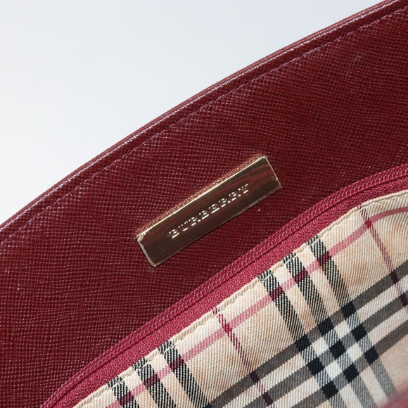 BURBERRY Hand Bag Leather Red Gold Auth ep13169