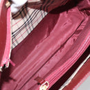 BURBERRY Hand Bag Leather Red Gold Auth ep13169-11