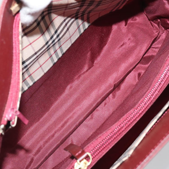 BURBERRY Hand Bag Leather Red Gold Auth ep13169