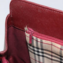 BURBERRY Hand Bag Leather Red Gold Auth ep13169-20