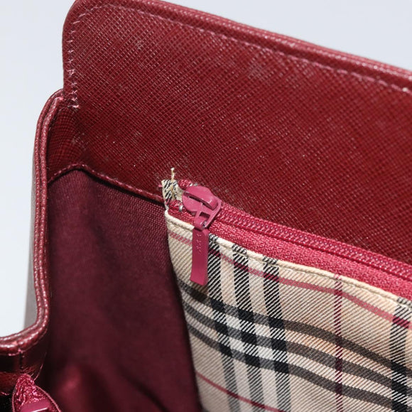 BURBERRY Hand Bag Leather Red Gold Auth ep13169