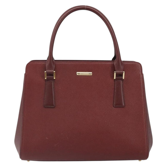 BURBERRY Hand Bag Leather Red Gold Auth ep13169