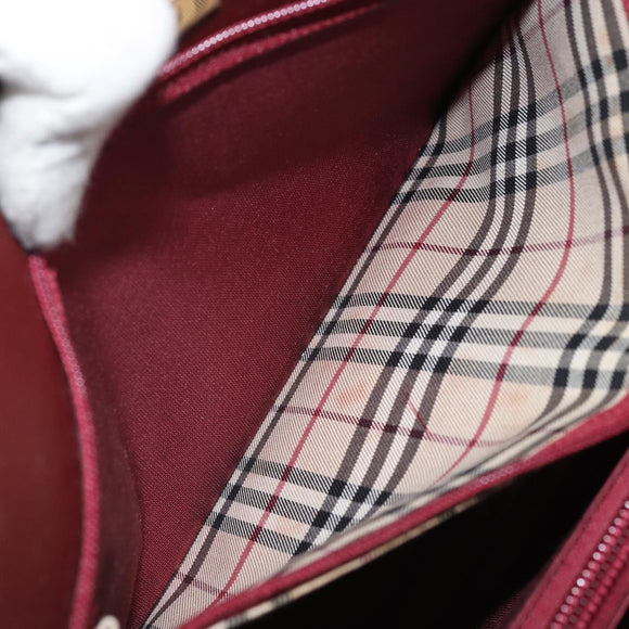 BURBERRY Hand Bag Leather Red Gold Auth ep13169