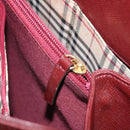 BURBERRY Hand Bag Leather Red Gold Auth ep13169-21