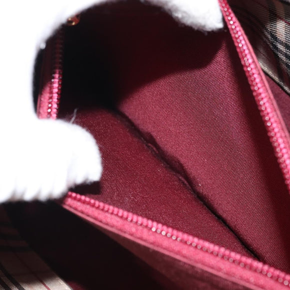 BURBERRY Hand Bag Leather Red Gold Auth ep13169