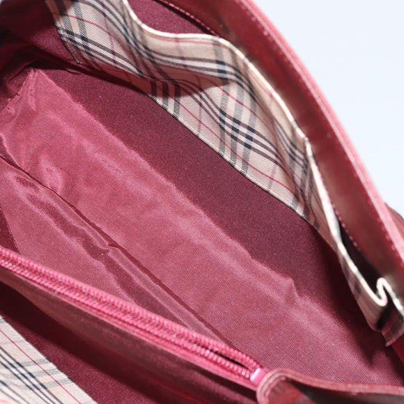 BURBERRY Hand Bag Leather Red Gold Auth ep13169