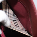 BURBERRY Hand Bag Leather Red Gold Auth ep13169-24