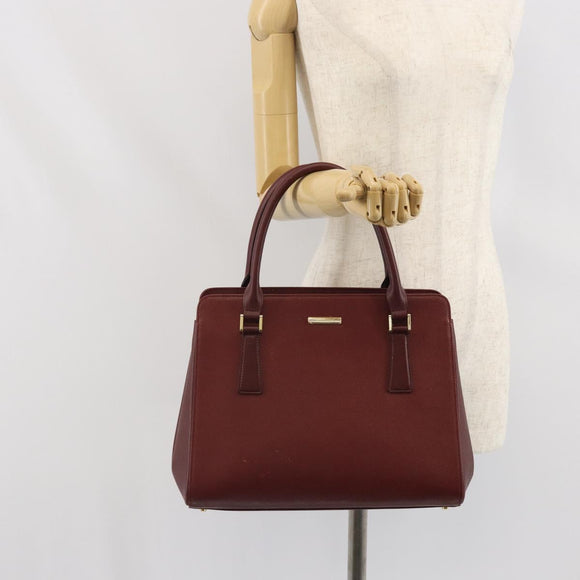 BURBERRY Hand Bag Leather Red Gold Auth ep13169