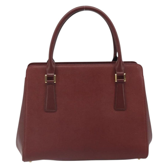 BURBERRY Hand Bag Leather Red Gold Auth ep13169