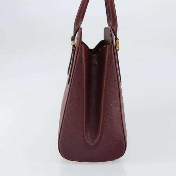 BURBERRY Hand Bag Leather Red Gold Auth ep13169