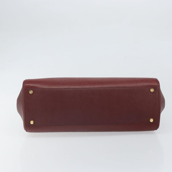 BURBERRY Hand Bag Leather Red Gold Auth ep13169