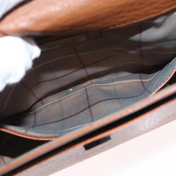 Burberrys Shoulder Bag Leather Brown Gold Auth ep13171