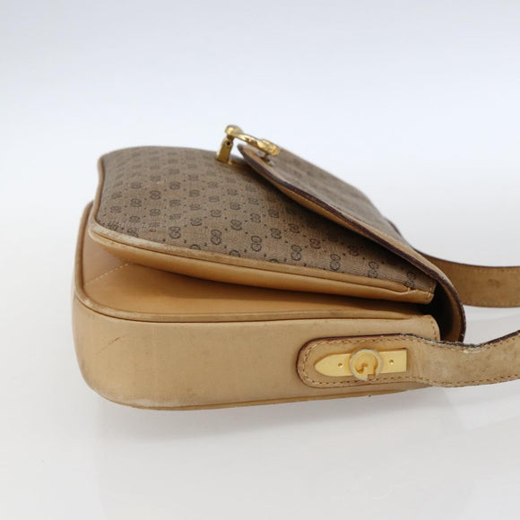 GUCCI Micro GG Supreme Shoulder Bag PVC Beige Gold Auth ep13175