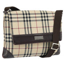 BURBERRY Nova Check Shoulder Bag Nylon Beige Silver Auth ep13178-1