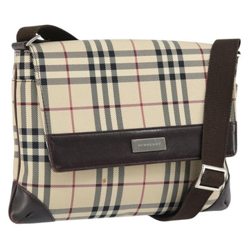 BURBERRY Nova Check Shoulder Bag Nylon Beige Silver Auth ep13178