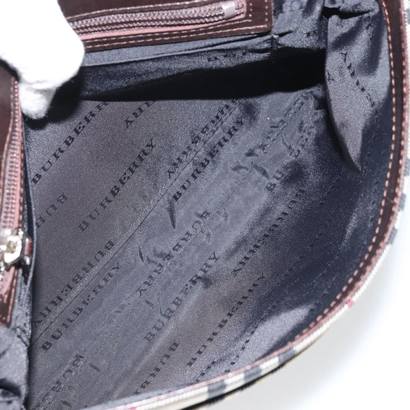 BURBERRY Nova Check Shoulder Bag Nylon Beige Silver Auth ep13178