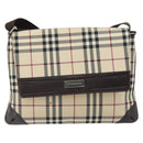 BURBERRY Nova Check Shoulder Bag Nylon Beige Silver Auth ep13178-2