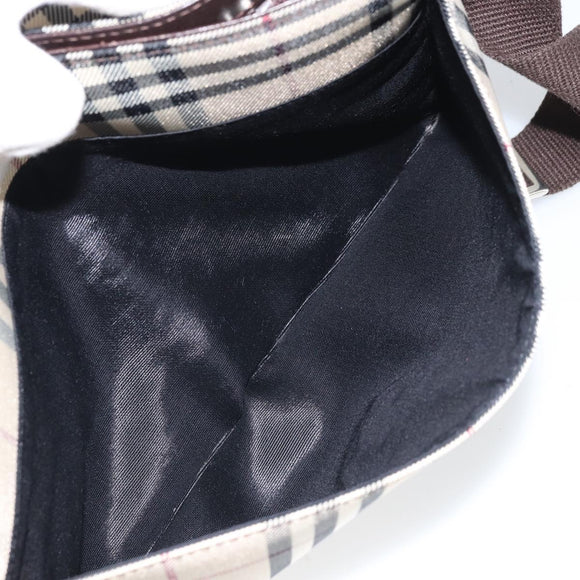 BURBERRY Nova Check Shoulder Bag Nylon Beige Silver Auth ep13178