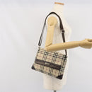 BURBERRY Nova Check Shoulder Bag Nylon Beige Silver Auth ep13178-23