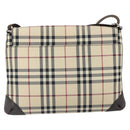 BURBERRY Nova Check Shoulder Bag Nylon Beige Silver Auth ep13178-3