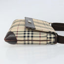 BURBERRY Nova Check Shoulder Bag Nylon Beige Silver Auth ep13178-4