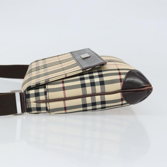 BURBERRY Nova Check Shoulder Bag Nylon Beige Silver Auth ep13178