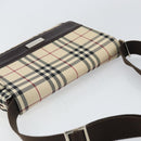 BURBERRY Nova Check Shoulder Bag Nylon Beige Silver Auth ep13178-6