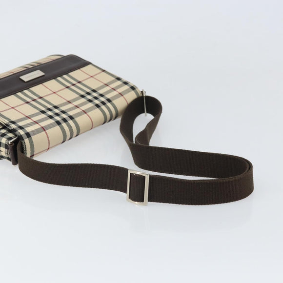 BURBERRY Nova Check Shoulder Bag Nylon Beige Silver Auth ep13178
