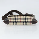 BURBERRY Nova Check Shoulder Bag Nylon Beige Silver Auth ep13178-9