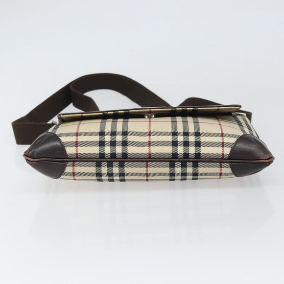 BURBERRY Nova Check Shoulder Bag Nylon Beige Silver Auth ep13178