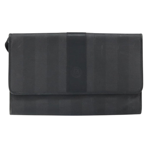 FENDI Pecan Canvas Shoulder Bag Black Auth ep13179