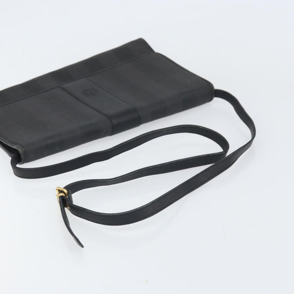 FENDI Pecan Canvas Shoulder Bag Black Auth ep13179
