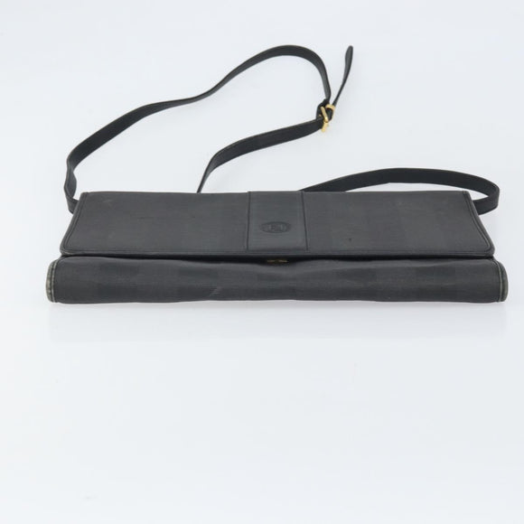 FENDI Pecan Canvas Shoulder Bag Black Auth ep13179