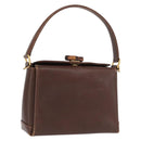 GUCCI Bamboo Hand Bag Leather Brown Gold Auth ep13180-1