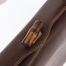 GUCCI Bamboo Hand Bag Leather Brown Gold Auth ep13180-14