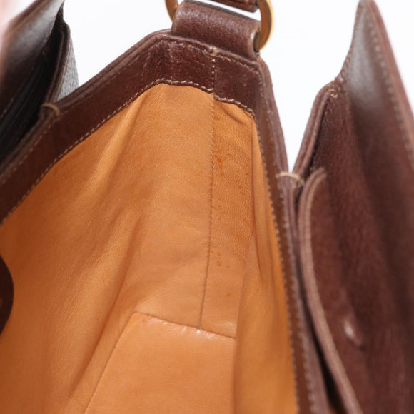 GUCCI Bamboo Hand Bag Leather Brown Gold Auth ep13180