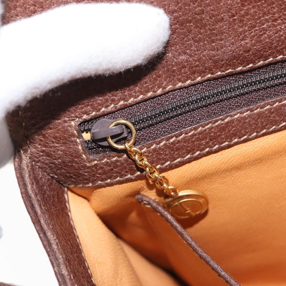 GUCCI Bamboo Hand Bag Leather Brown Gold Auth ep13180