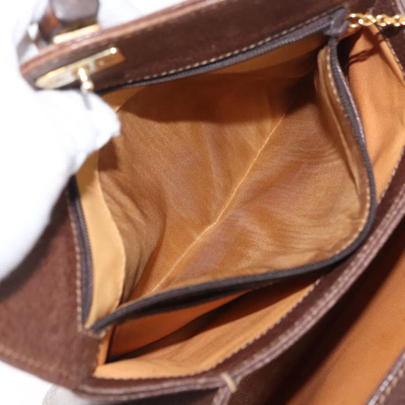GUCCI Bamboo Hand Bag Leather Brown Gold Auth ep13180